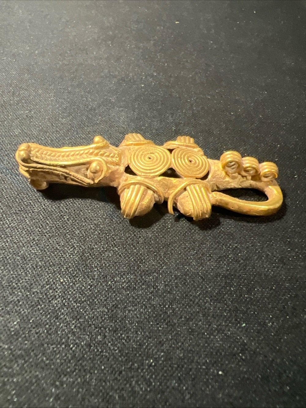 TUMBAGA Gold & Copper Alloy Zoomorphic Alligator Figurine/Pendant Columbian Art